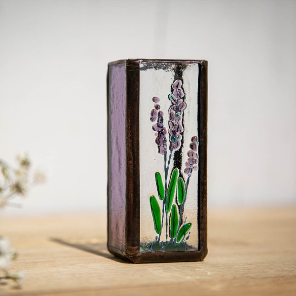 Fused glass Lavender, Stained glass vase, Cute Aroma Diffuser