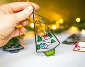 Stained glass Christmas Eve ornament