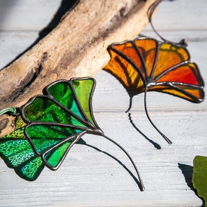 Ginkgo Leaf Suncatcher, Stained Glass Ginkgo, Stained Glass Nature Decor
