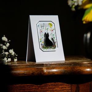 Custom Color Cat Card, Fused Glass Art, Perfect Gift for Cat Lovers