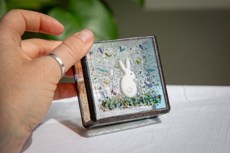 Fused Glass Rabit Fused Glass Art, Rabbit Decor, Stain Glass Vase, Bunny Lover Gift - Etsy