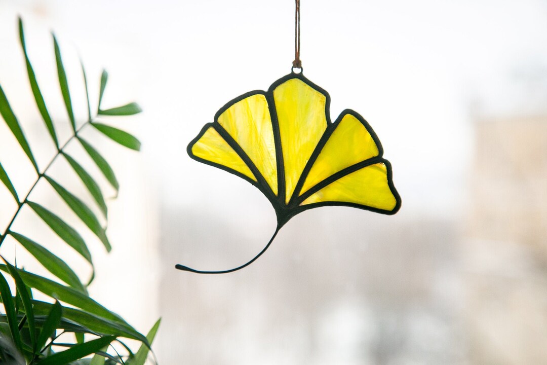 Ginkgo Suncatcher Stained Glass Ginkgo Leaf Etsy UK
