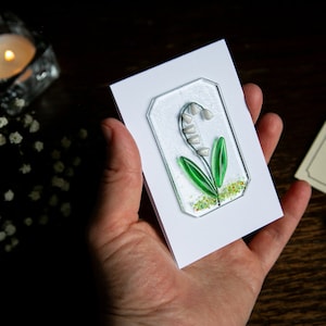 Lily of the valley gift card, fused glass art, Mother’s gift