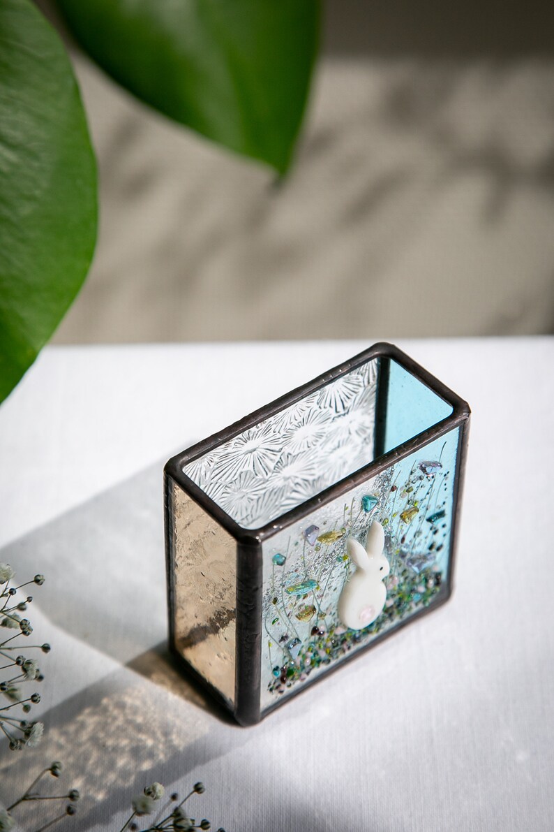 Fused Glass Rabit Fused Glass Art, Rabbit Decor, Stain Glass Vase, Bunny Lover Gift - Etsy