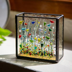 Stained Glass Wildflower Aroma Diffuser, Fused Glass Art Decor