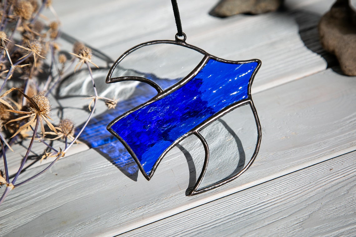 Stained glass bird window hanging suncatcher Etsy