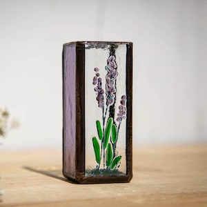 Stained Glass Lavender Gift, Aroma Diffuser, Minimalist Floral Decor, Botanical Art, Ukraine