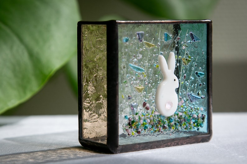 Fused Glass Rabit Fused Glass Art, Rabbit Decor, Stain Glass Vase, Bunny Lover Gift - Etsy