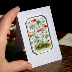 Fused Glass Flower Greeting Card - Celebrate Birthdays & More