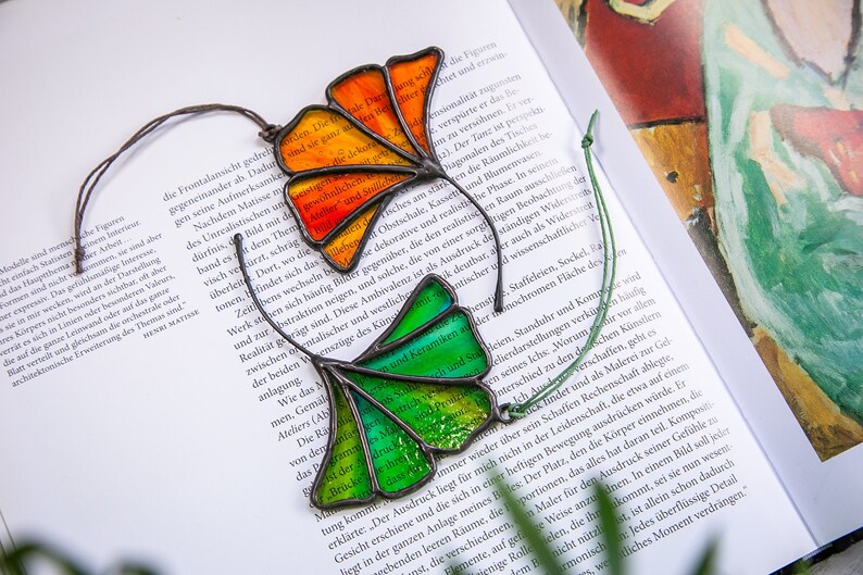 Stained glass ginkgo leaves Autumn Leaf suncatcher Etsy