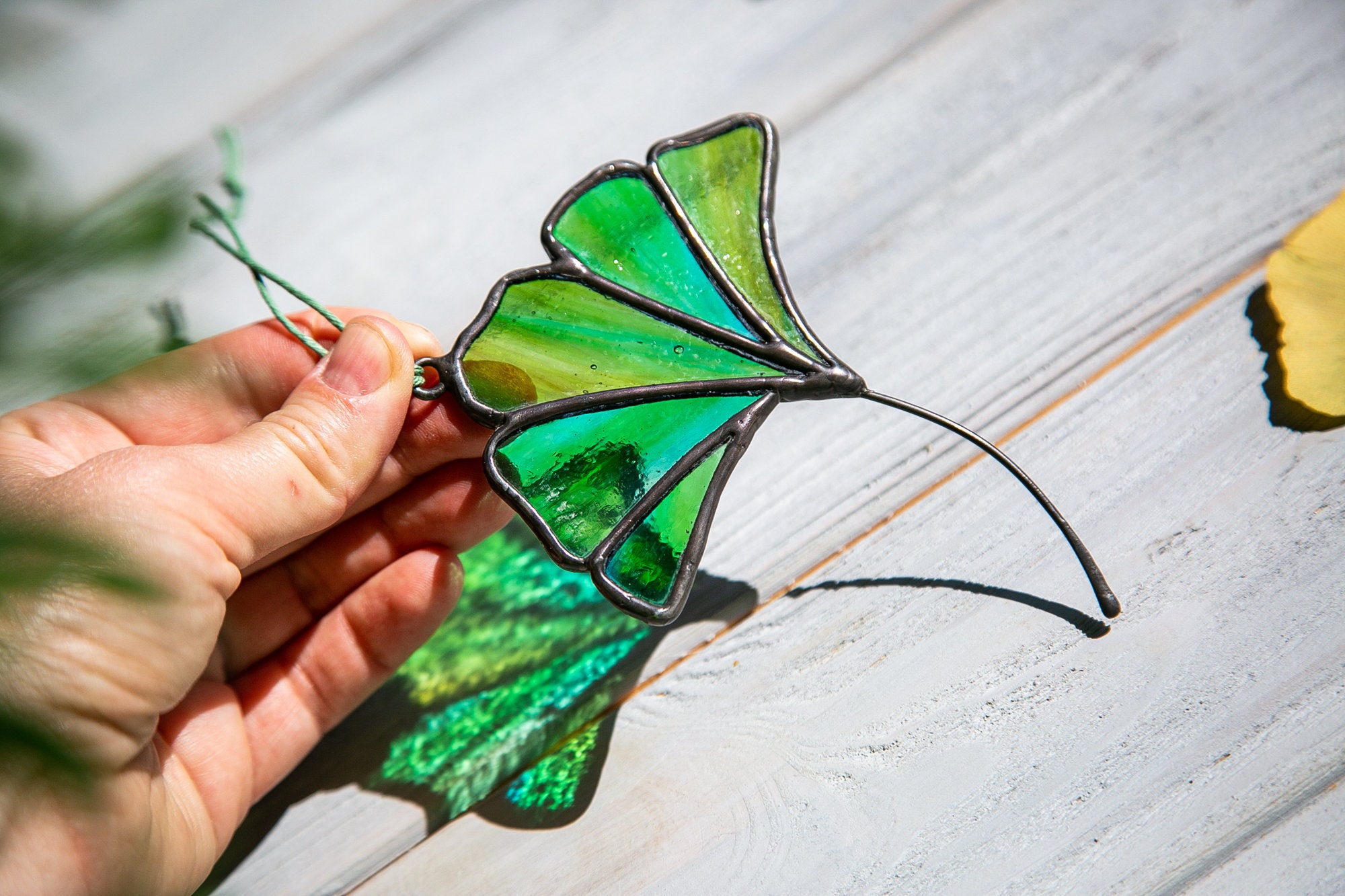 Ginkgo Suncatcher Stained Glass Ginkgo Leaf Etsy