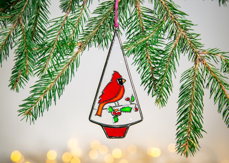 Christmas Birds Ornaments Stained Glass Tree North American Etsy UK