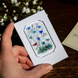 Fused Glass Greeting Card, Wildflower Art, Nature Inspired