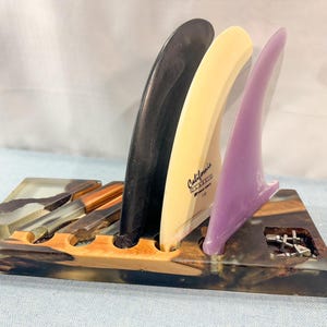 Fun Board Fin Organizer, 6 Rows, Beach Wood, (Holder Only)