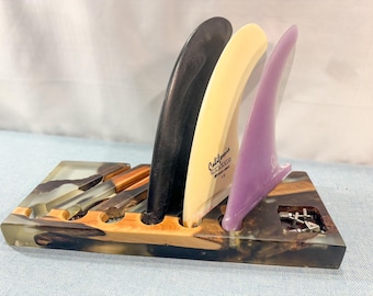 Fun Board Fin Organizer, 6 Rows, Beach Wood, (Holder Only)