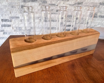 Plant Propagation, Cherry Wood and Purple Mist Epoxy, 5 Glass Tubes Included