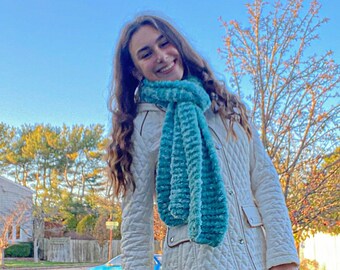 Bufanda de terciopelo verde azulado