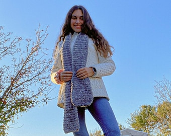 Bufanda de terciopelo gris