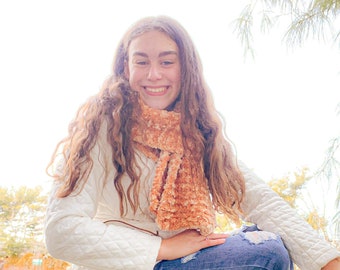 Bufanda de terciopelo naranja quemado