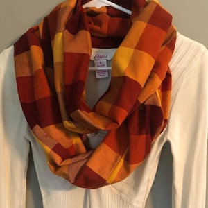 Infinity Flannel Scarf | Earth Tone Plaid Scarf