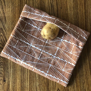 Microwave Potato Bag | Two Sizes Available | Tortilla, Bun & Bread Warmer | Geometric Veggie Pouch