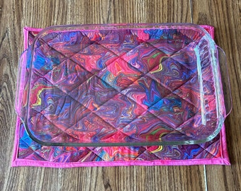 Extra Large 16 X 12 Handmade Quilted Casserole Hot Pad, Reversible and Washable, Multi Color