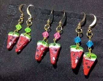 Water Melon Polymer Clay Earrings- Polymer Clay, Beads, food, gift for Sister, friend gift, handmade, art beads, jewelry