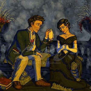 Elend et Vin - impression d&#39;art, illustration, né des brumes, Brandon Sanderson, fan art, l&#39;empire final, mignon, couple, fantastique, dessins de personnages, art