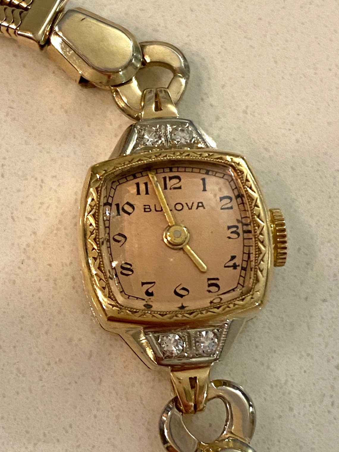 1944 Bulova Champion 21 Jewels Ladies Solid 14k Gold Etsy