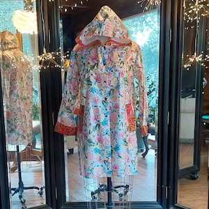 Flowers and Paisley Hooded Raincoat