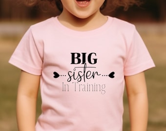 Big Sister in Training Shirt, Pregnancy Reveal to Daughter, Cute Big Sister Reveal, Big Sister Gift, Big Sister Tee, Gift for Daughter, Girl