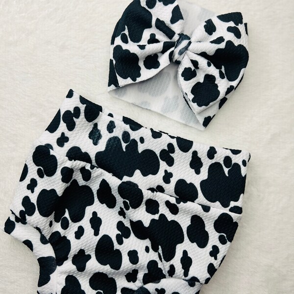 Cow Print High Waisted Bummies | Cowboy or Cowgirl Birthday outfit | Baby Bummies/Baby Bloomers/Shorties | Photo Prop/Smash Cake | 1st Bday
