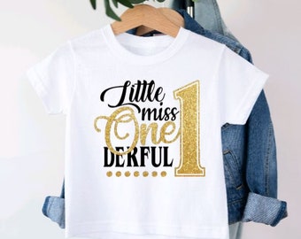 Little Miss Onederful Birthday Shirt -Baby Girl 1st Birthday shirt- Girl Birthday shirt- Rosegold Birthday Shirt- First Birthday Bodysuit