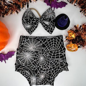 Spiders High Waisted Bummies | Baby Halloween | Halloween Baby Bummies | First Halloween | Baby Bloomers | Spooky Baby BUmmies | Halloween