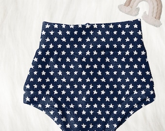 Pantaloncini a vita alta per il 4 luglio, con stampa a stelle, completino estivo con scollatura a V.