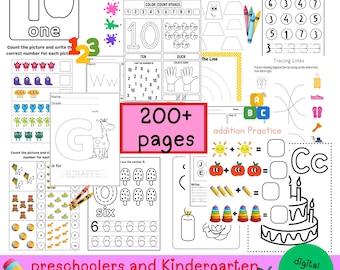 Preschool + Kindergarten Learning Bundle, Printable Activity Worksheets ...