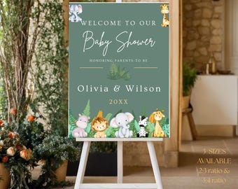 Safari Baby Shower Welcome Sign, Jungle Theme (Digital Download)