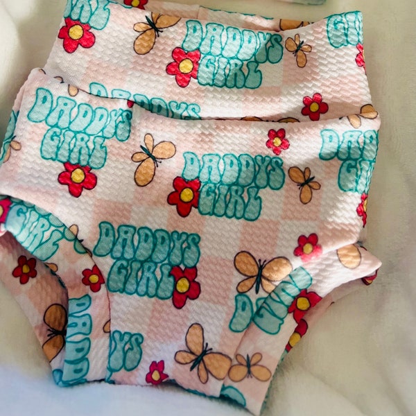 Daddy's Girl Baby Bummies , Retro Baby Bloomers, Father's Day Bummies and Bow, Newborn Baby girl Coming Home Outfit, Baby Shower Gift, Gift