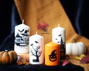 Halloween candle, pumpkin candle, witch candle, ghost candle, handmade candle, horror candle, gift