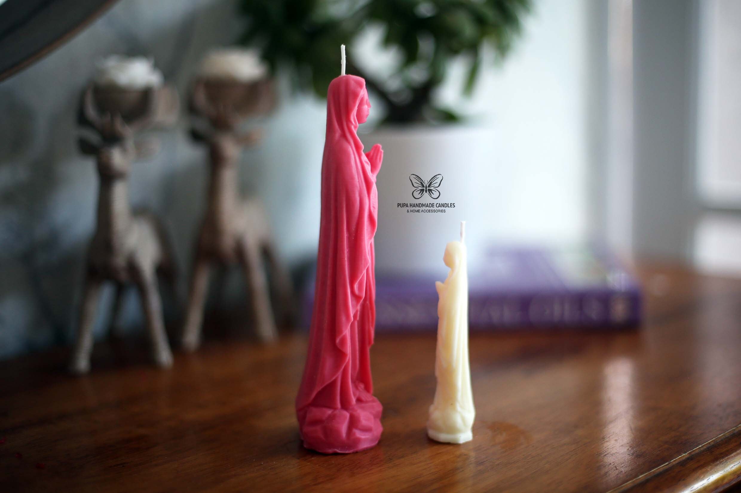 Virgin Mary Candle religious Statue Figurine Candle Jesus Etsy UK