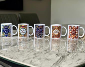 Persian Mug, Ceramic Coffee Cup with Persian Calligraphy & Traditional Tile Design, Persian Poetry Gift Tea Mug, Nowruz gift, Yalda gift