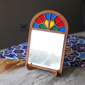 Handmade Persian Haft Sin Mirror, Persian New Year,Persian mirror, haft seen decoration,Persian Style Vintage Wooden Mirror, Orsi window