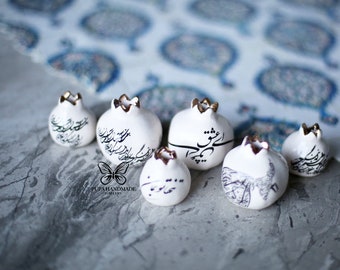 Persian Poetry Ceramic Pomegranate | Haft-Sin Decor | Nowruz & Yalda Gift | Handmade Persian Ceramic Decor | Happy Nowruz انار سرامیکی