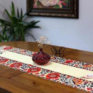 Persian style boho nastaliq calligraphy art table cloth, Persian table runner, haft sin table runner, Nowruz,
