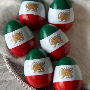 Oeuf de drapeau pahlavi, oeuf de drapeau de la Perse, drapeau de l'Iran, oeuf de haft sin, oeuf de haft vu décoratif, oeuf persan iran