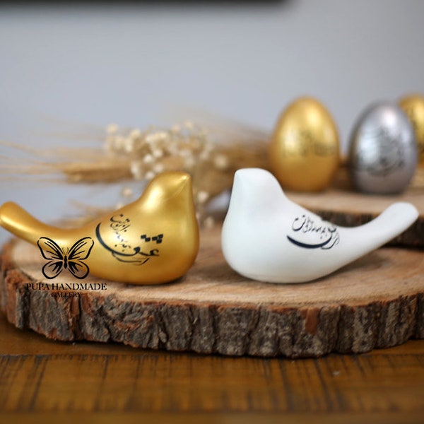 Persian calligraphy Bird, Persian New Year, Gold bird, haft seen bird, Bird statue,Sofreh aghd,Haftseen,Persian Handmade in Uk, عقد نوروز