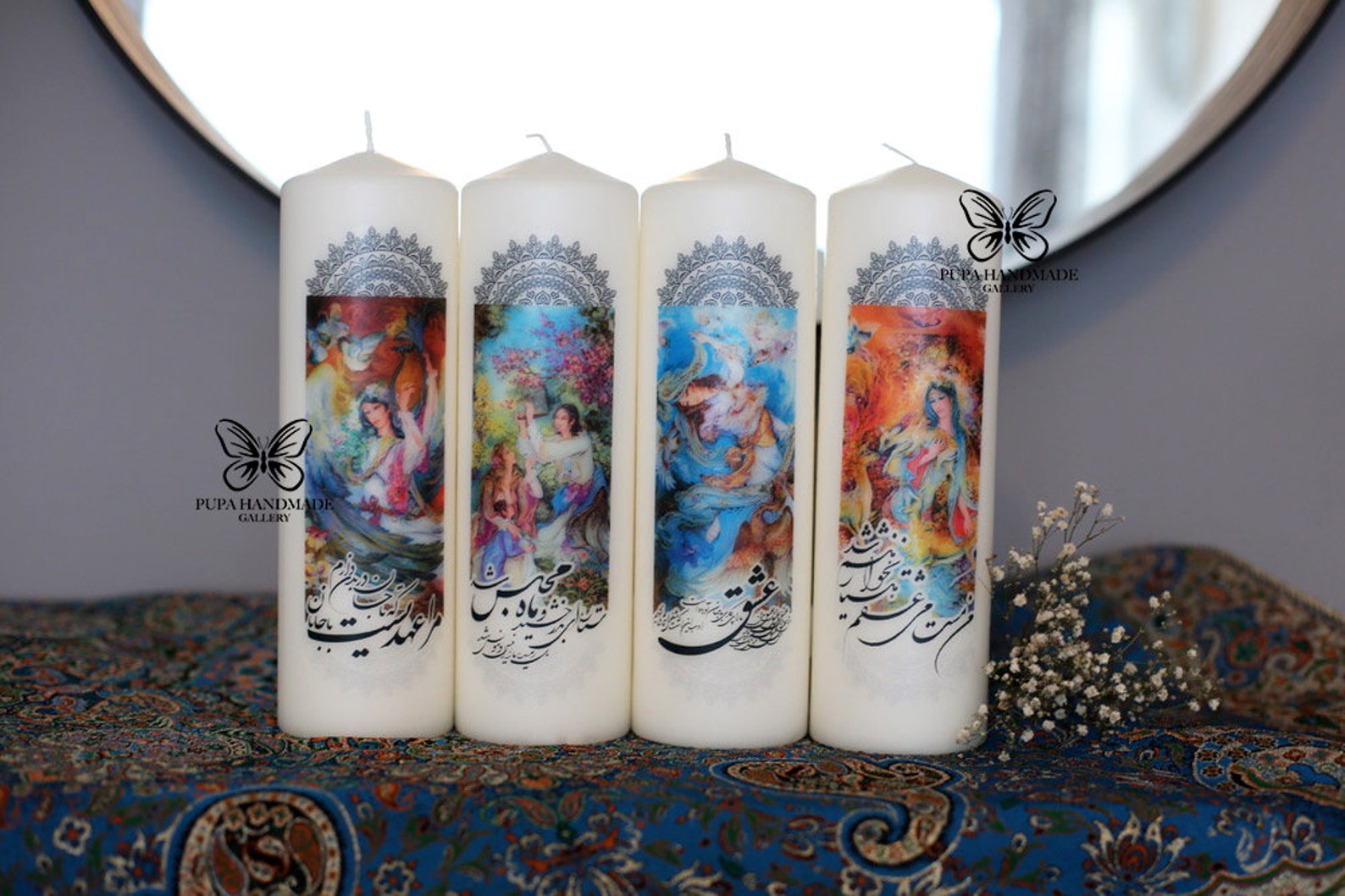 Persian poetry candle, haft sin candle,Hafez candle, Persian New Year,Happy nowruz, haft seen candle,Sofreh Haftseen,Persian Handmade candle