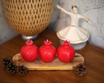 decorative red pomegranate pillar candle, rimon candle, yalda night candle, gift