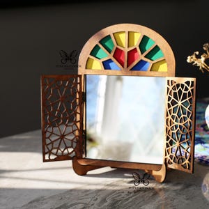 Handmade Persian Haft Sin Mirror, Persian New Year,Persian mirror, haft seen decoration,Persian Style Vintage Wooden Mirror, Orsi window