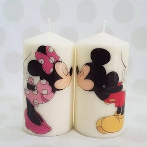 Mickey & Minnie mouse candle, kiss candle, love candle, valentine&#39;s candle, anniversary candle, disney candle, personalised gift